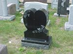 #39 - Single Heart Black granite - All polished heart with etchings of flowers and humming birds.